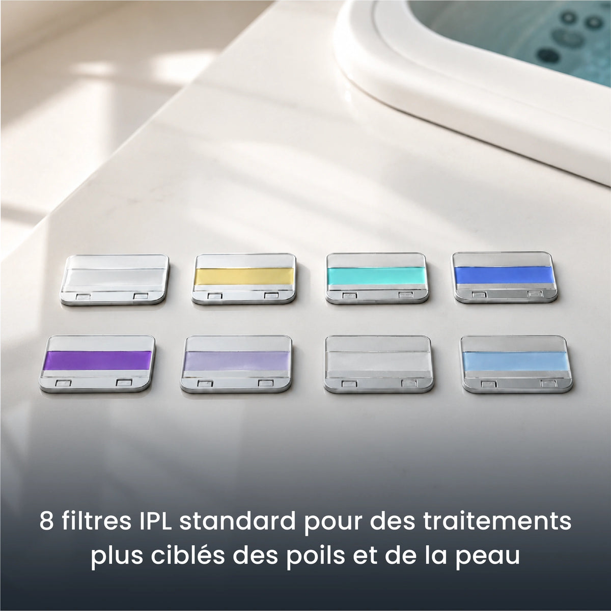 8 filtres IPL standard pour des besoins précis liés aux poils et à la peau