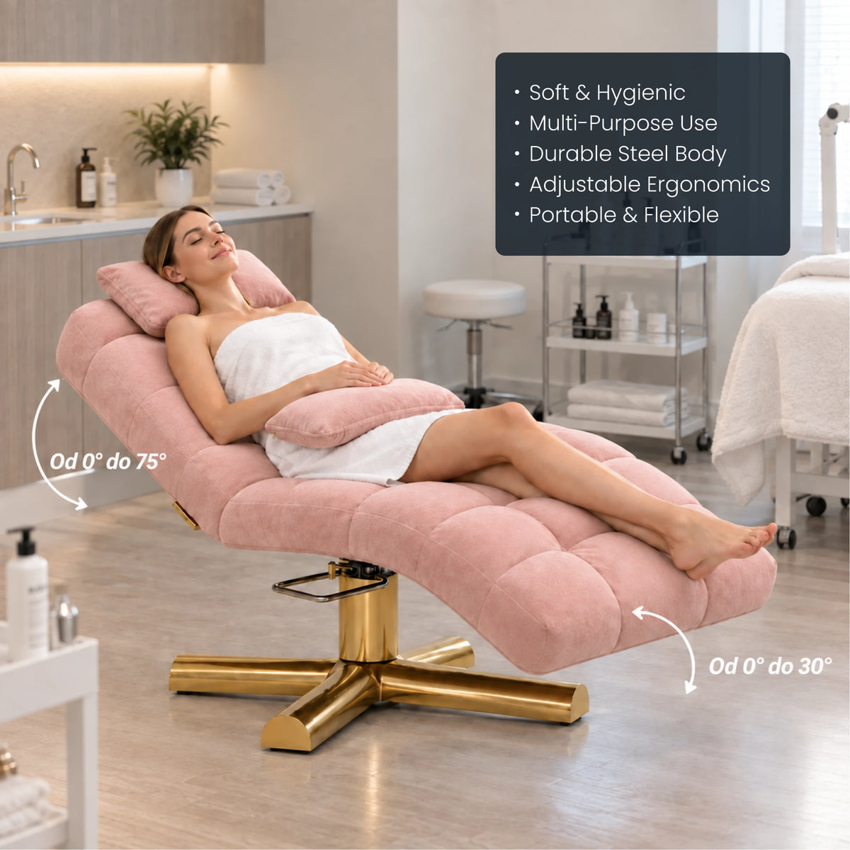 LuxPro Velvet Salon Treatment Bed detail 2 PL